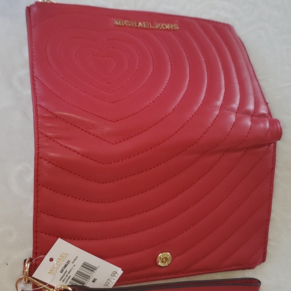 MK Red Heart Scarlet Double Zip Wallet Leather W. - Picture 10 of 12